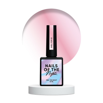 Топ жемчужный без липкого слоя Nails Of The Night Shell Top 03 с розовой втиркой. 10 мл (4820243798801)