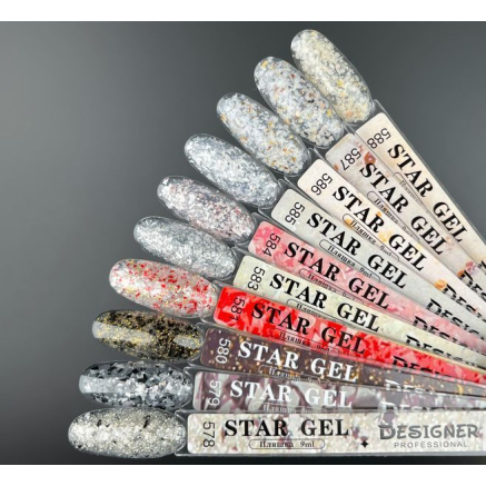 Гель лак Star gel 581 Designer (9мл.) - з пластівцями Юкі
