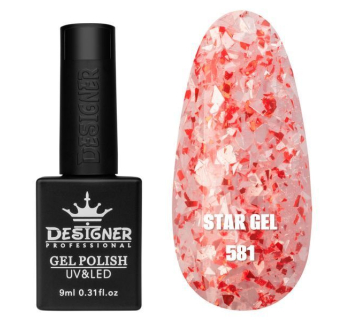 Гель лак Star gel 581 Designer (9мл.) - з пластівцями Юкі