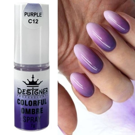 Colorful Ombre Spray, 7 г. Purple C12 (Фіолетовий) - спрей пудра Designer для створення омбре на нігтях