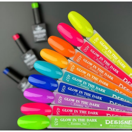 Гель лак Glow in the dark 454 Designer (9мл.) - люмінесцентний (світиться у темряві)
