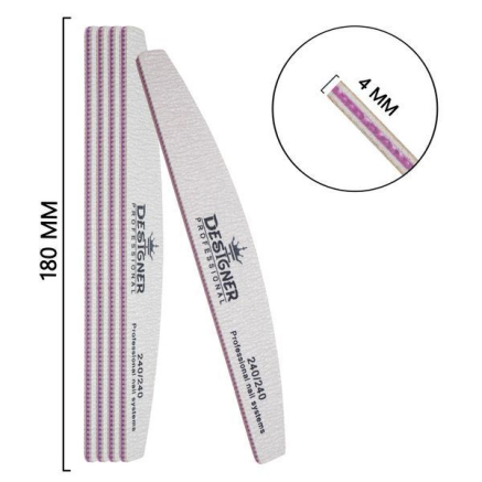 Двостороння пилка півмісяць (240/240 грит.) - Nailfile Designer
