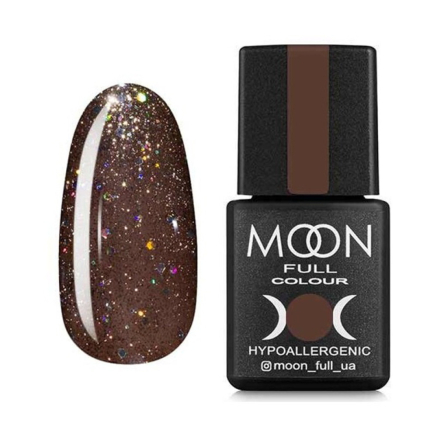 Гель-лак Moon Full Colour 322 темный бежевый с разноцветным глиттером. 8 мл (5908254188824)