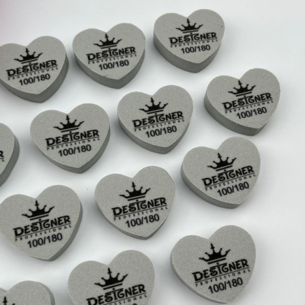 Nail Buff Heart Mini Gray (Сірий) 100/180 грит - Designer баф у формі сердечка