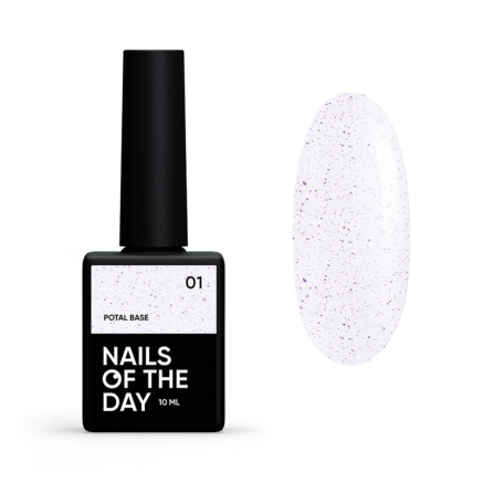 База камуфлююча Nails Of The Day Potal Base 01. молочно-фіолетовий з срібно-фіолетовою поталлю. 10 мл (4825547640573)