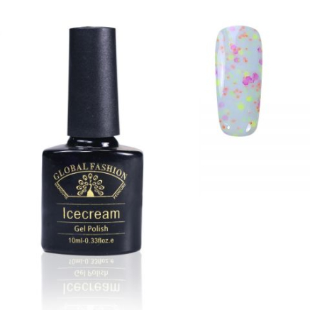 Гель-лак Ice Cream Global Fashion, 10 мл (с блёстками разных размеров) 042