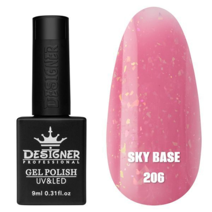 Кольорова база Sky base 206 Designer (9 мл.) - із золотою поталлю