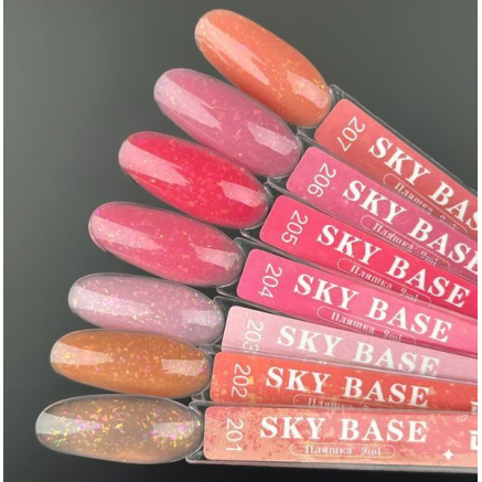 Кольорова база Sky base 206 Designer (9 мл.) - із золотою поталлю