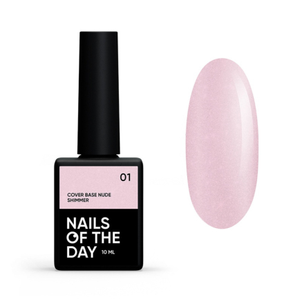База камуфлирующая Nails Of The Day Cover Base Nude Shimmer 01. бледно-розовый с золотистым шиммером. 10 мл (4825547639744)