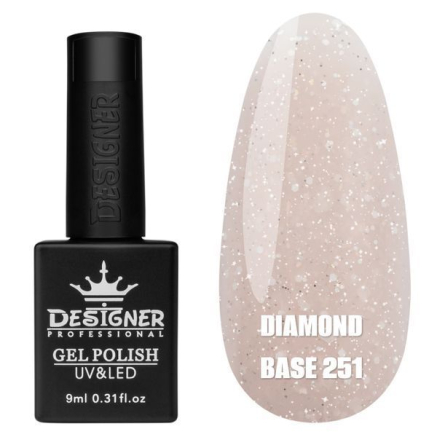 Базове покриття Diamond Base 251 Designer (9 мл.) - с легким світловідбивним ефектом