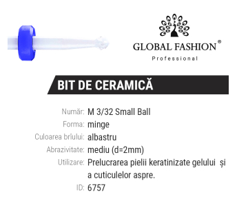 Керамическая насадка для кутикулы, шар, M 3/32 Smal Ball