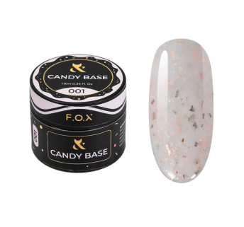 База кольорова F.O.X Base Candy 001 молочний з блискітками та рожево-золотою поталлю 10 мл (390136044970)