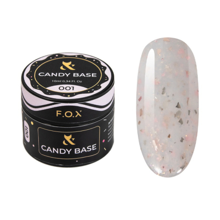 База кольорова F.O.X Base Candy 001 молочний з блискітками та рожево-золотою поталлю 10 мл (390136044970)
