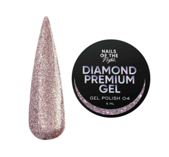 Гель-лак Nails Of The Night Diamond Premium Gel 04. розово-золотой с мелкой металлической поталью. 5 мл (4824343077200)