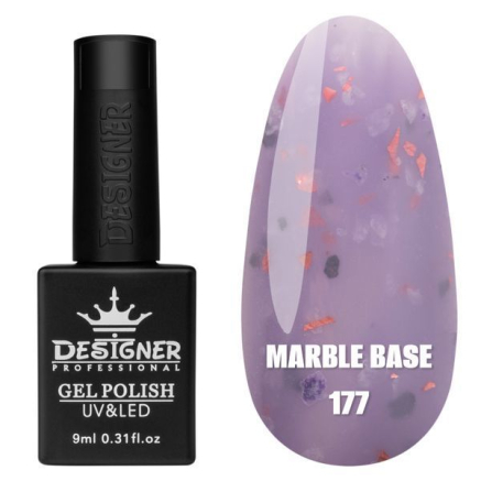 Кольорова база Marble base 177 Designer (9 мл) - з різнокольоровою поталлю