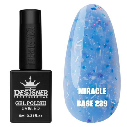 Кольорова база Miracle base Designer 239 (9 мл.) - з чорною, срібною та кольоровою поталлю