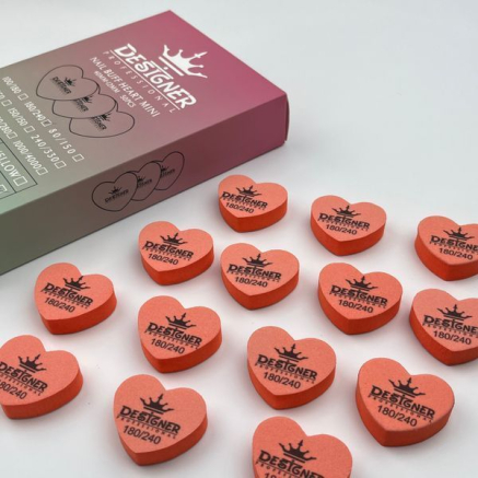 Nail Buff Heart Orange (Помаранчевий) 180/240 грит - Designer баф у формі сердечка