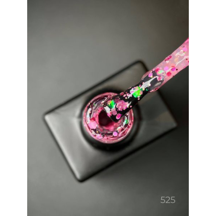 Гель лак Cosmo Glitter 525 Designer (9мл.) - з конфетті різних розмірів