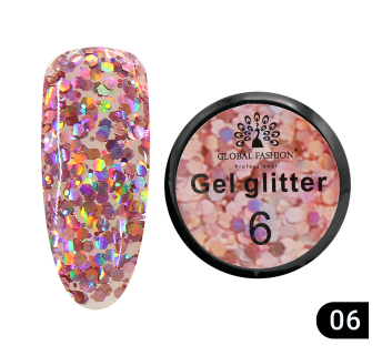 Глиттер гель Global Fashion 5 гр, Glitter gel 06