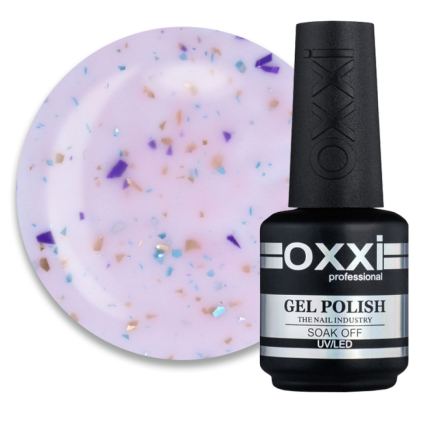 База камуфлююча Oxxi Professional Jolly Base 003. світло-рожевий із золотистою. фіолетовою та зеленою поталлю. 15 мл (2100994295890)