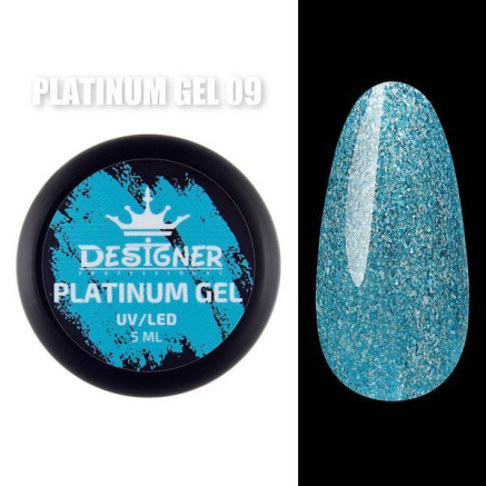 Platinum Gel 5 мл., Designer (Гель з шиммером) - Бірюзовий №9