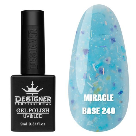 Кольорова база Miracle base Designer 240 (9 мл.) - з чорною, срібною та кольоровою поталлю