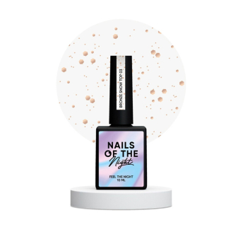 Топ глянцевый без липкого слоя Nails Of The Night Snow Top 03 Bronze с бронзовыми шестигранниками разных размеров. 10 мл (4828332110602)