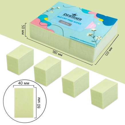 Безворсові серветки 1000 шт. (Зелені) - Lint free wipes Designer