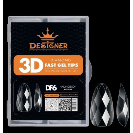 Diamond Fast Gel Tips (DF6 Almond medium) - гелеві типси Designer 120 шт/уп