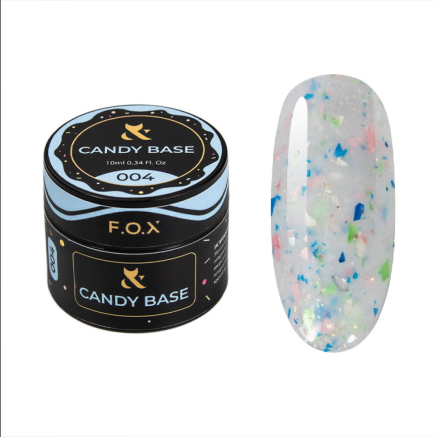 База кольорова F.O.X Base Candy 004 молочний з блискітками та кольоровою поталлю 10 мл (390136045014)