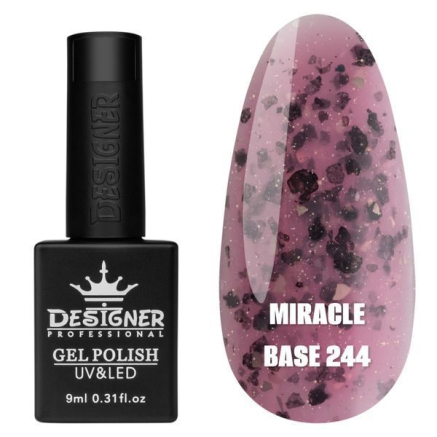 Кольорова база Miracle base 244 Designer (9 мл.) - з чорною, срібною та кольоровою поталлю