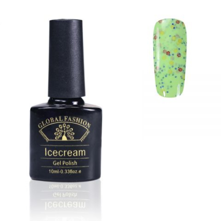 Гель-лак Ice Cream Global Fashion, 10 мл (с блёстками разных размеров) 043