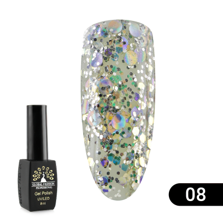 Гель лак Global Fashion Shiny, 8 мл, 08