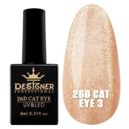 Гель-лак 26D Cat Eye №3, 9 мл., Designer (Котяче око)