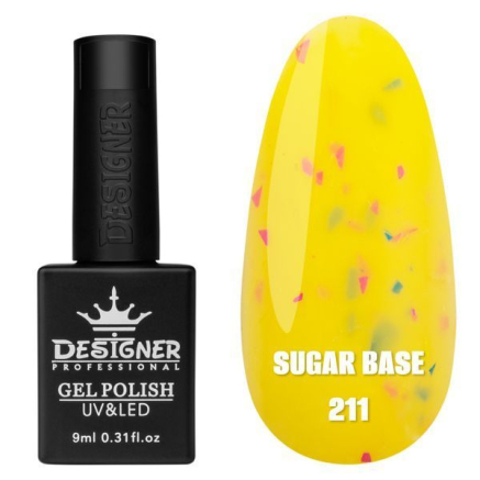 Кольорова база Sugar base 211 Designer (9 мл) - з різнокольоровими пластівцями