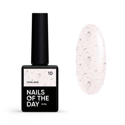 База камуфлирующая Nails Of The Day Potal Base 10. холодный молочный с серебряной поталью. 10 мл (4825547640184)