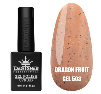 Гель лак Dragon fruit 503 Designer (9мол) - з чорно-білими крапками