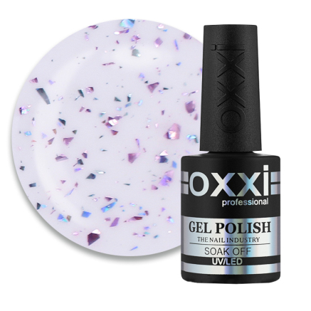Топ для гель-лака без липкого слоя Oxxi Professional Top Iceberg 03. прозрачный с сиренево-розовой слюдой. 10 мл (2100994275977)