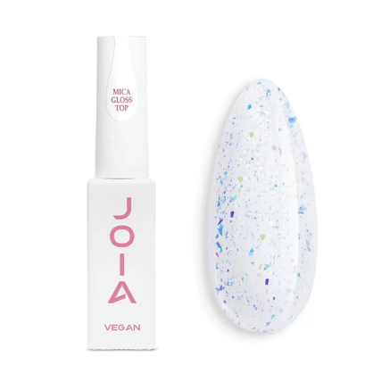 Топ для гель-лака без липкого слоя JOIA vegan Mica Gloss Top с УФ фильтром и голографической слюдой 8 мл (4820259340773)
