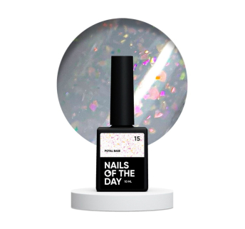 База камуфлирующая Nails Of The Day Potal Base 15. нежно-молочный с голографической стильной поталью. 10 мл (4821288740008)