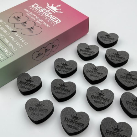 Nail Buff Heart Mini Black (Чорний) 180/240 грит - Designer баф у формі сердечка