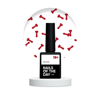 Топ для гель-лака без липкого слоя Nails Of The Day Fun! Top 02 с красным арт-декором 10 мл (4820383063005)