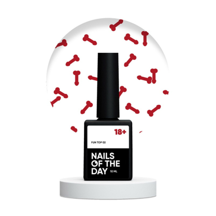 Топ для гель-лака без липкого слоя Nails Of The Day Fun! Top 02 с красным арт-декором 10 мл (4820383063005)