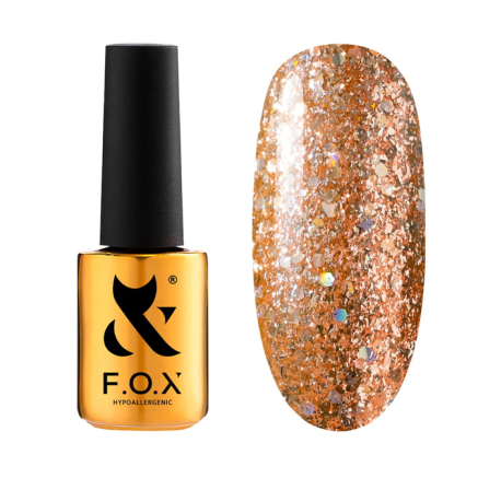 Гель-лак F.O.X Radiance 003 рожеве золото. зі слюдою. шестигранниками та дрібними блискітками різних відтінків. 7 мл (2100994278848)
