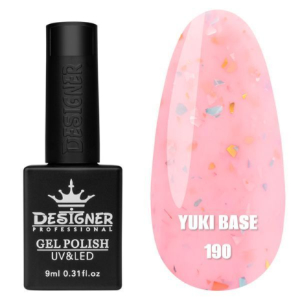 Кольорова база Yuki base 190 Designer (9 мл.) - з пластівцями юкі