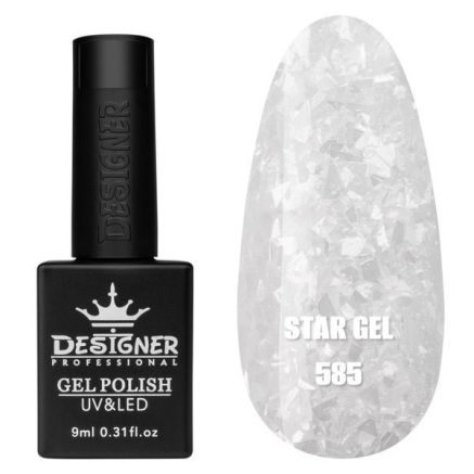 Гель лак Star gel 585 Designer (9мл.) - з пластівцями Юкі
