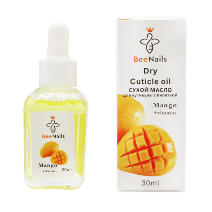 Суха олія для кутикули з піпеткою з ароматом манго, Bee Nails, 30 мл