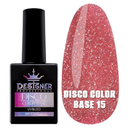 Світловідбивне базове покриття №15 (Полуничний), 9 мл. - Disco Color Base Designer
