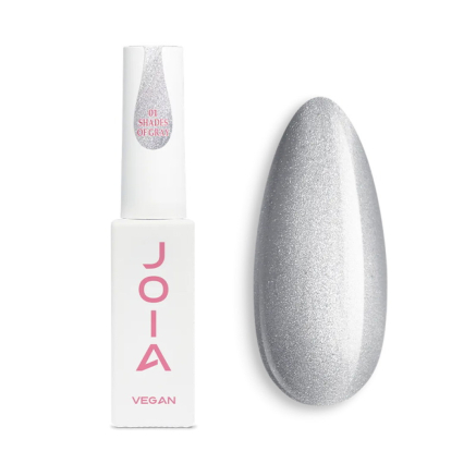 База камуфлирующая для гель-лака JOIA vegan Magic Cat Base 01 Shades of Gray серый оттенок с серебряными переливами 8 мл (4820259343026)