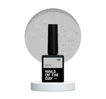 Топ для гель-лака без липкого слоя Nails Of The Day Party Top 03 прозрачный с голографическим шиммером 10 мл (4823183990205)